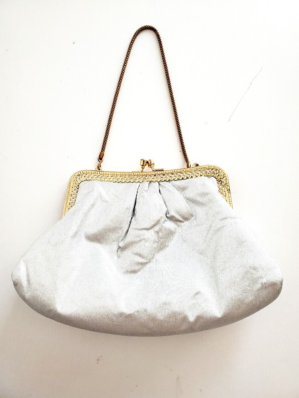 Vintage Silver Evening Frame Top-Handle Bag